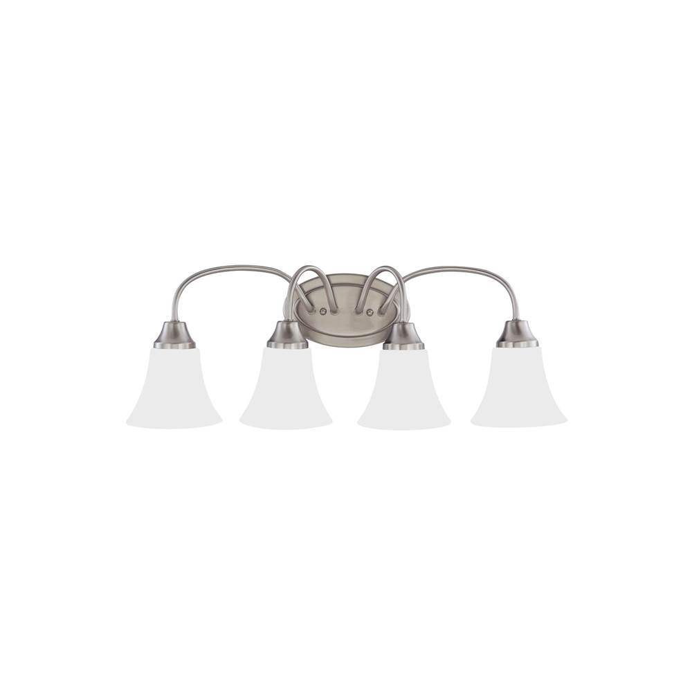Generation Lighting Holman Traditional 4-Light Indoor Dimmable Bath Vanity Wall Sconce In Brushed Nickel Silver Finish With Satin Etched Glass Shades