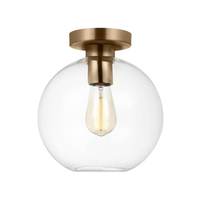 Generation Lighting Orley Transitional Indoor Dimmable 1-Light Wall Or Ceiling Semi-Flush Mount In A Satin Brass Finish With Clear Glass Shade