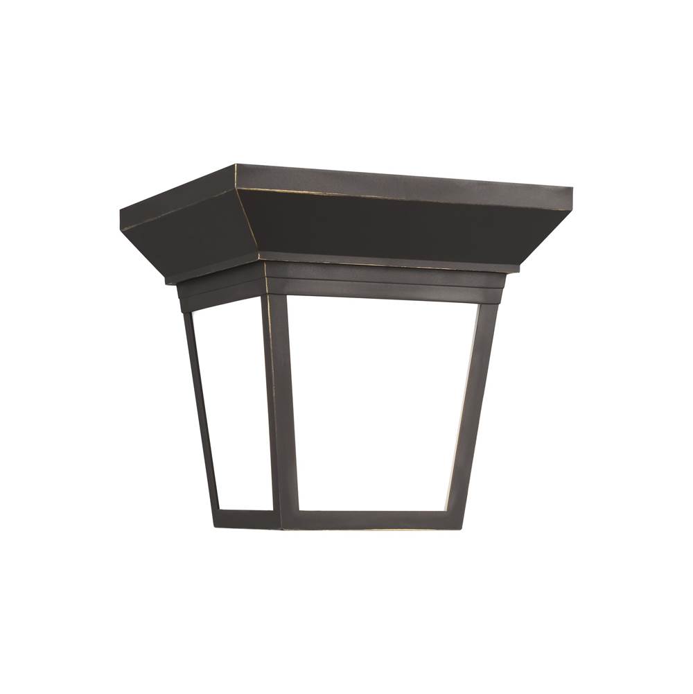 Generation Lighting Lavon Modern 1-Light Outdoor Exterior Pendant In Antique Bronze Finish With Smooth White Glass Panels