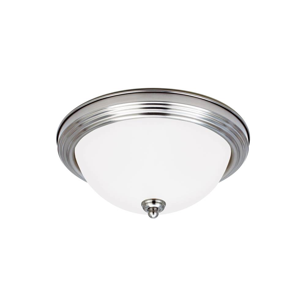 Generation Lighting Geary Transitional 2-Light Led Indoor Dimmable Ceiling Flush Mount Fixture In Brushed Nickel Silver Finish With Satin Etched Glass Diffuser