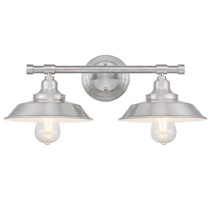 Westinghouse Westinghouse Lighting Iron Hill Two-Light Indoor Wall Fixture, Brushed Nickel Finish