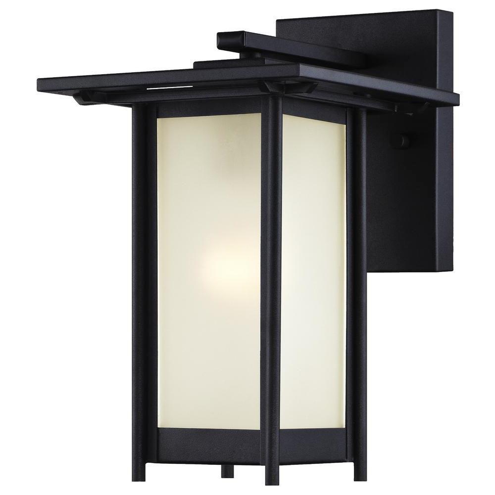 Westinghouse Clarissa One-Light Outdoor Wall Lantern, Textured Black Finish on Steel with Frosted Glass