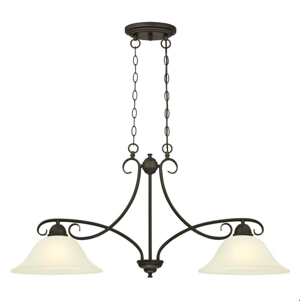Westinghouse Westinghouse Dunmore Two-Light Indoor Island Pendant, Oil Rubbed Bronze Finish with Frosted Glass