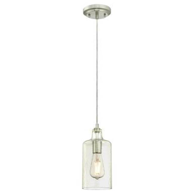 Westinghouse Westinghouse Lighting Carmen One-Light Indoor Mini Pendant, Brushed Nickel Finish with Clear Textured Glass