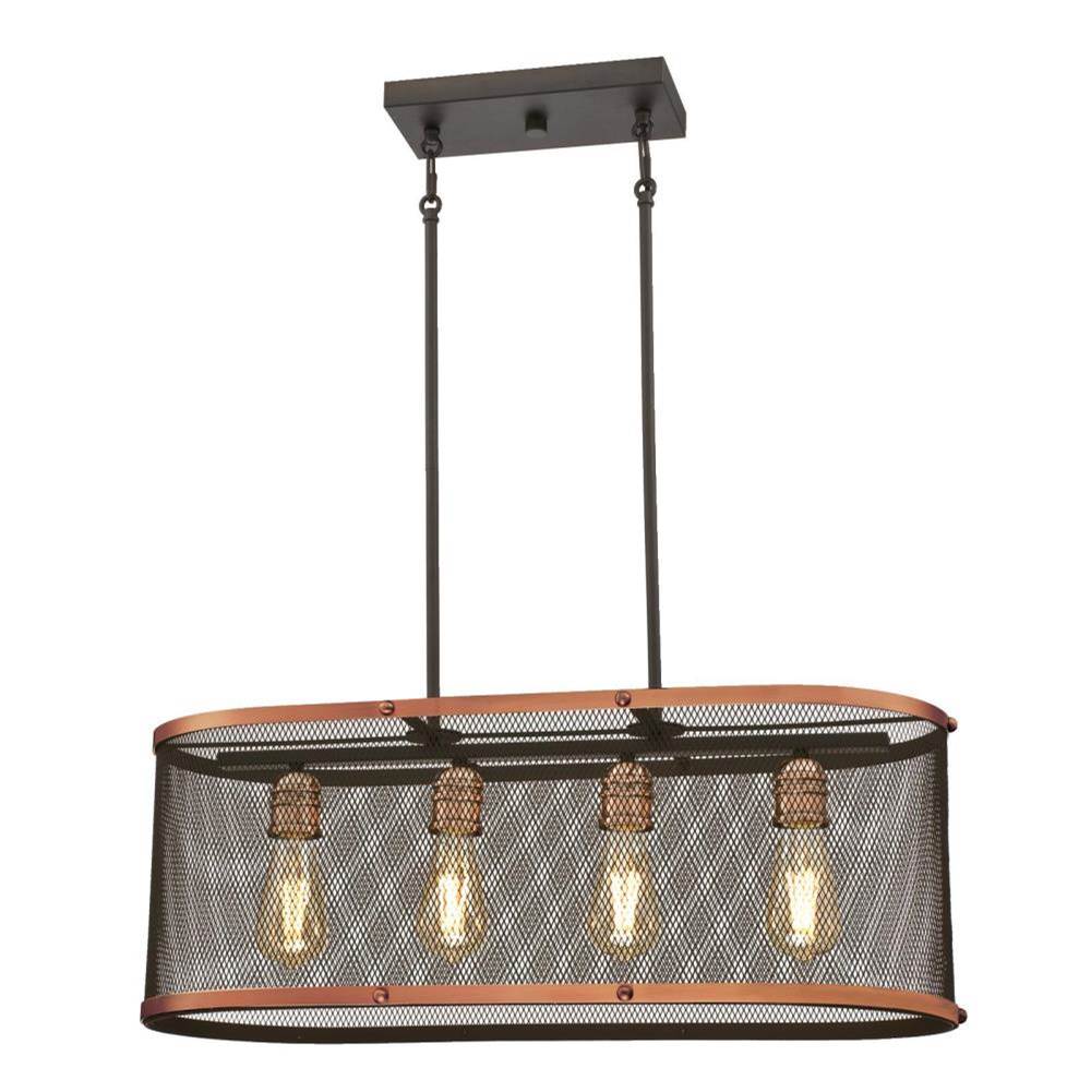Westinghouse Westinghouse Lighting Emmett Four-Light Indoor Chandelier, Oil Rubbed Bronze Finish with Washed Copper Accents and Mesh Shade