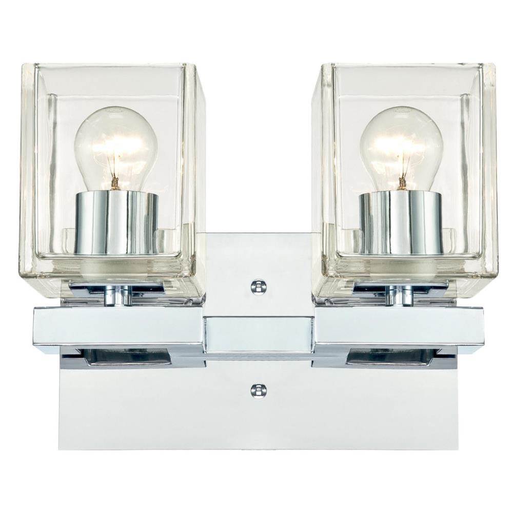 Westinghouse Westinghouse Nyle Two-Light Indoor Wall Fixture, Chrome Finish with Clear Glass