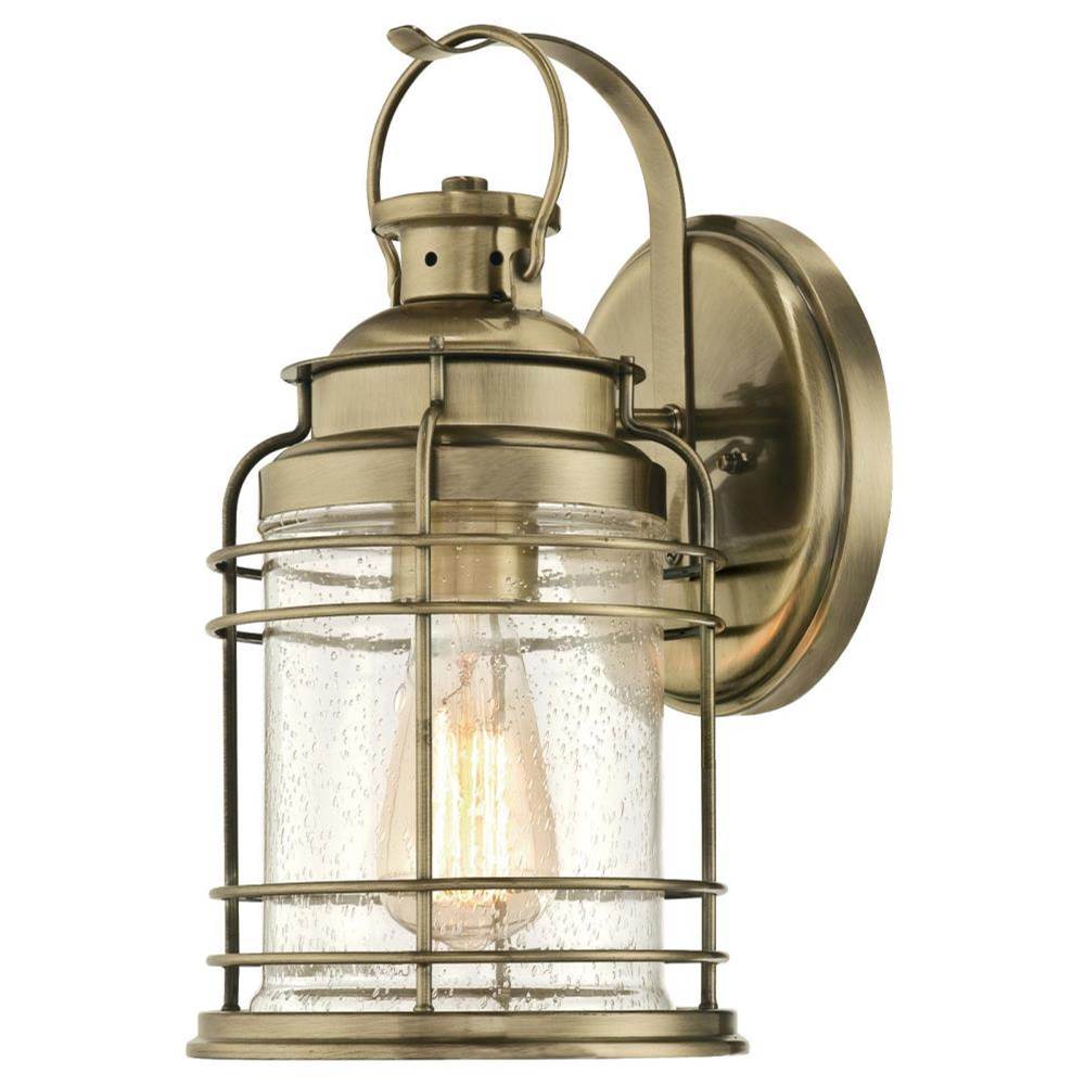 Westinghouse Westinghouse Kellen One-Light Outdoor Wall Fixture, Antique Brass Finish with Clear Seeded Glass