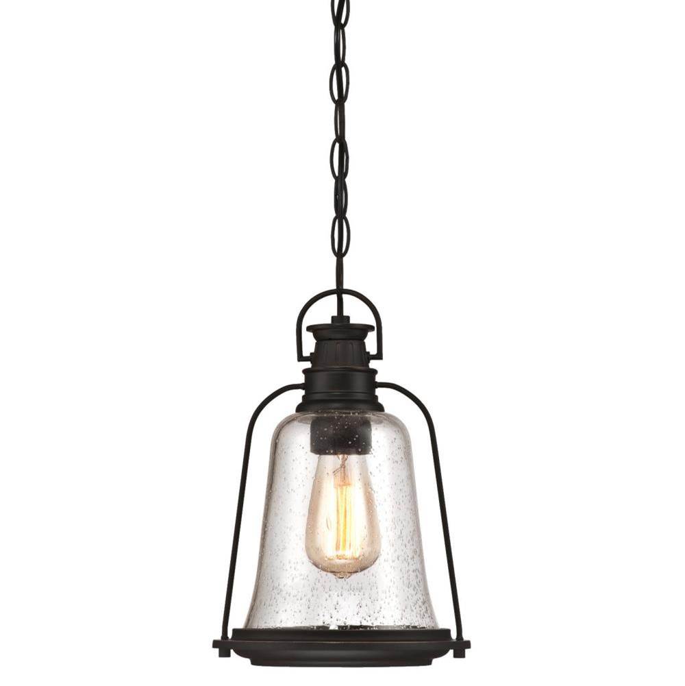 Westinghouse Westinghouse Brynn One-Light Outdoor Pendant, Oil Rubbed Bronze Finish with Highlights and Clear Seeded Glass