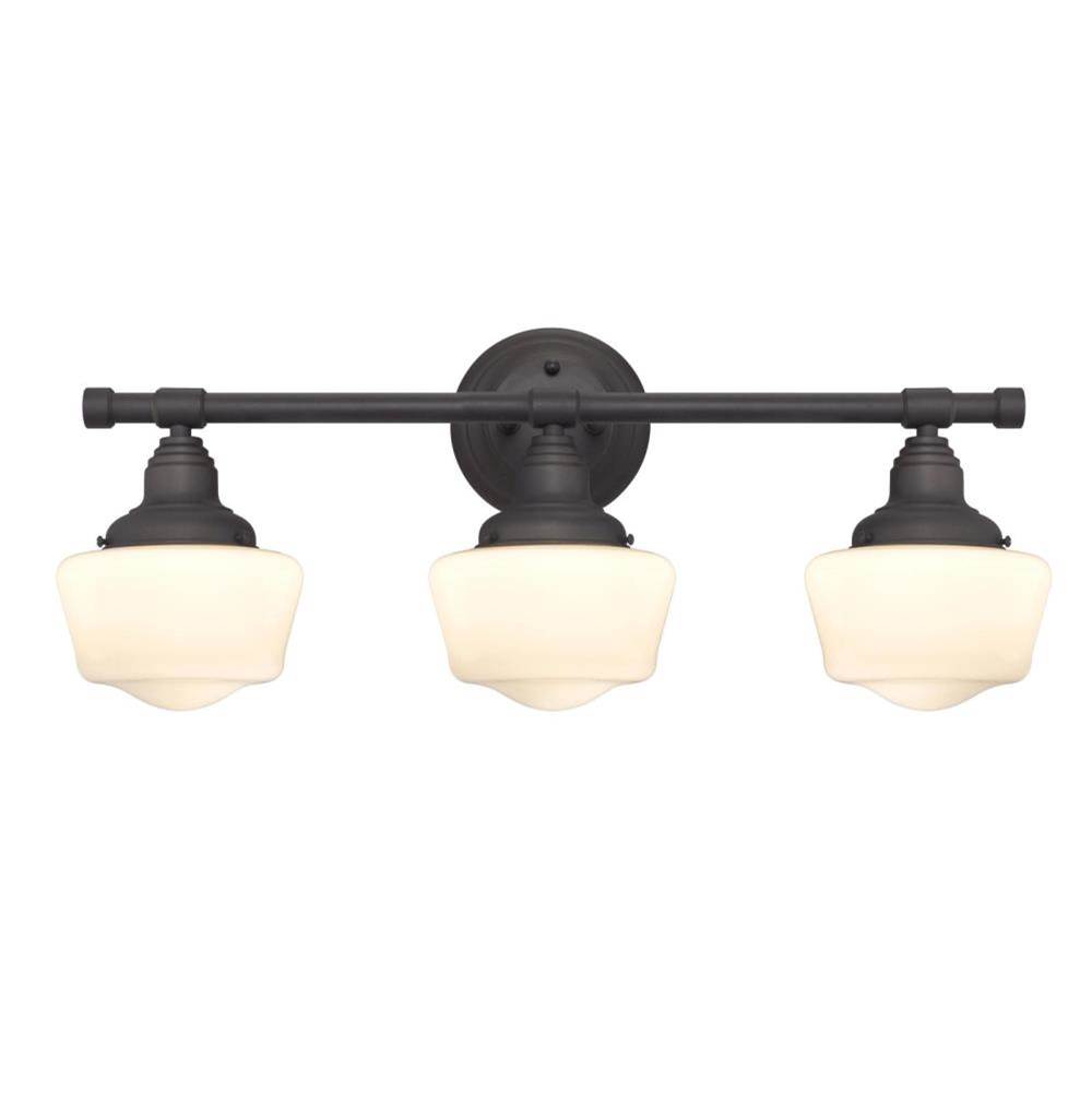 Westinghouse Westinghouse Scholar Three-Light Indoor Wall Fixture, Oil Rubbed Bronze Finish with White Opal Glass