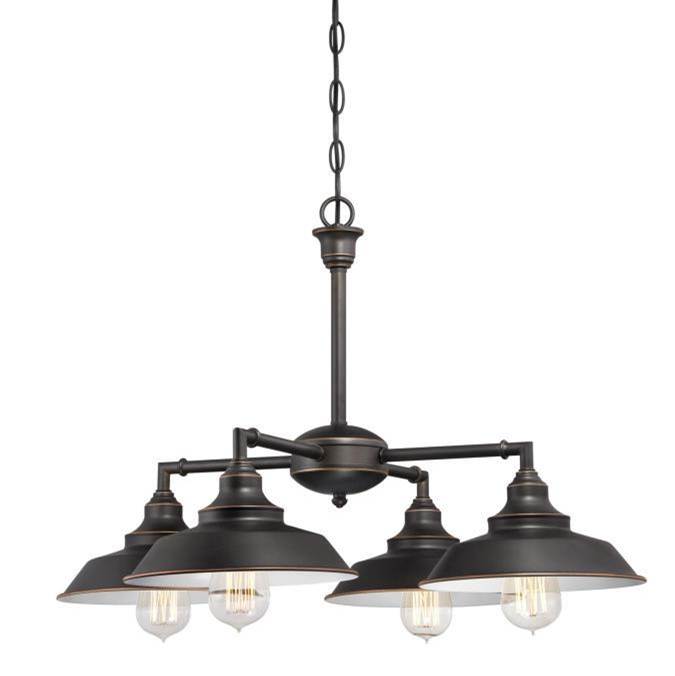 Westinghouse Westinghouse Iron Hill Four-Light Indoor Convertible Chandelier/Semi-Flush Ceiling Fixture, Oil Rubbed Bronze Finish with Highlights
