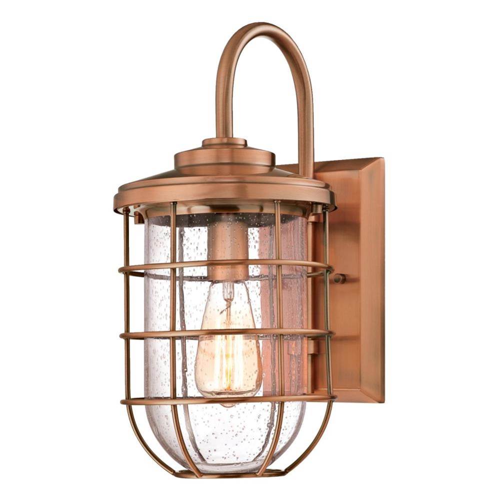 Westinghouse Westinghouse Ferry One-Light Outdoor Wall Fixture, Washed Copper Finish with Clear Seeded Glass