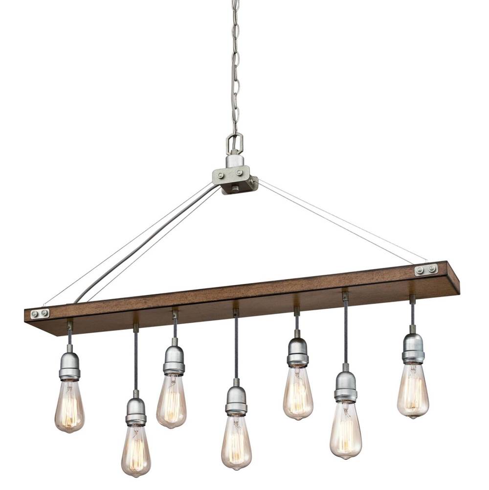 Westinghouse Westinghouse Elway Seven-Light Indoor Chandelier, Barnwood Finish with Galvanized Steel Accents