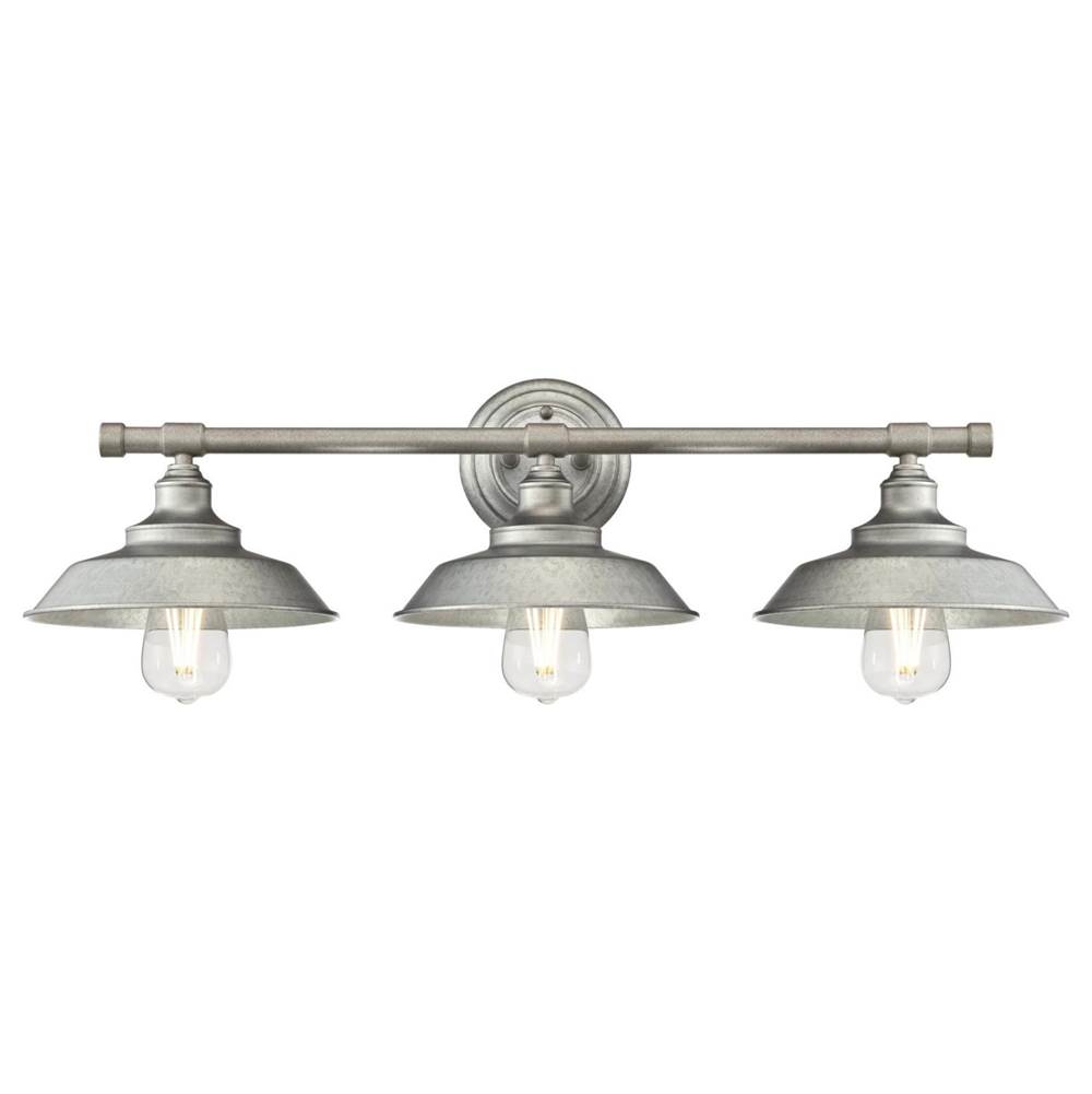 Westinghouse Westinghouse Iron Hill Three-Light Indoor Wall Fixture, Galvanized Steel Finish with Metal Shades