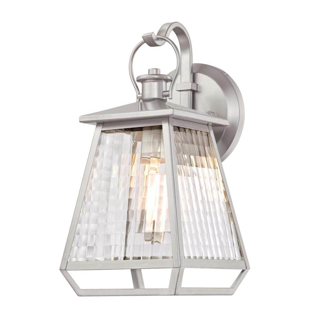 Westinghouse Westinghouse Aurelie One-Light Outdoor Wall Fixture, Nickel Luster Finish with Clear Waffle Glass
