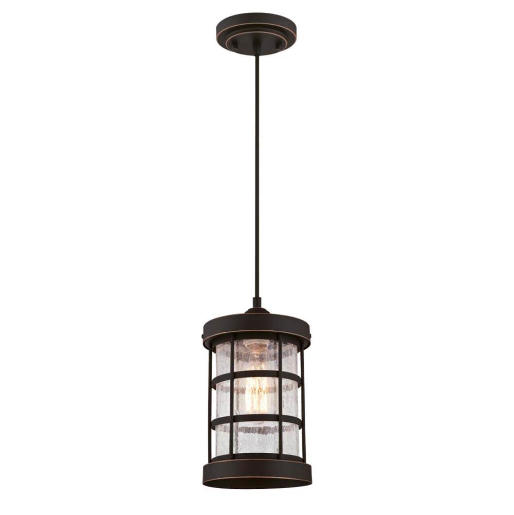 Westinghouse Westinghouse Lighting Barkley One-Light Indoor Mini Pendant, Oil Rubbed Bronze Finish with Highlights and Clear Crackle Glass