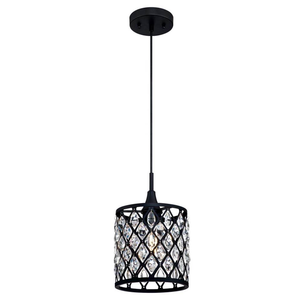 Westinghouse Westinghouse Lighting Waltz One-Light Indoor Mini Pendant, Matte Black Finish with Crystal Accents