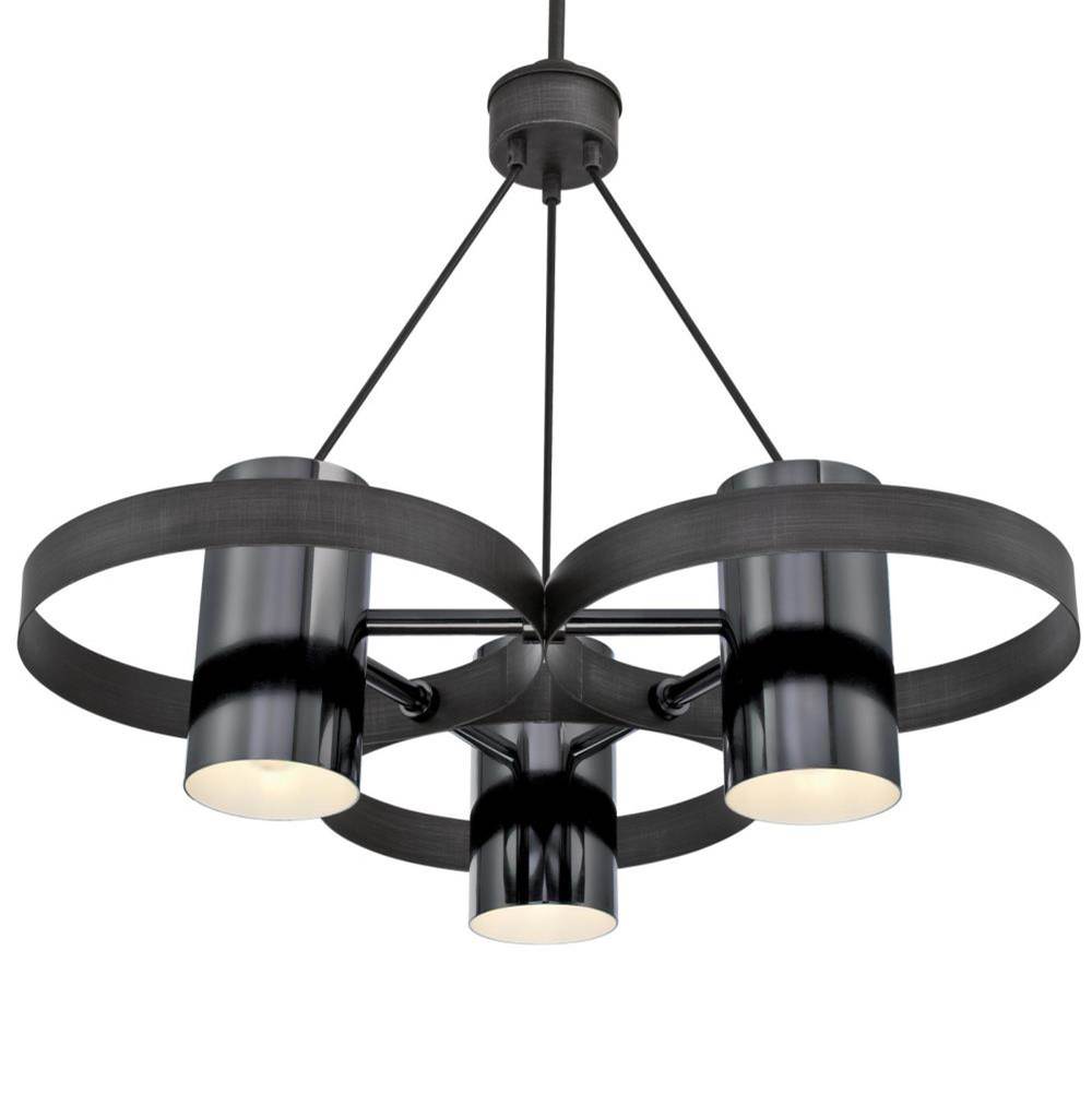 Westinghouse Westinghouse Lighting Exton Three-Light Indoor Chandelier, Distressed Aluminum Finish with Gun Metal Shades