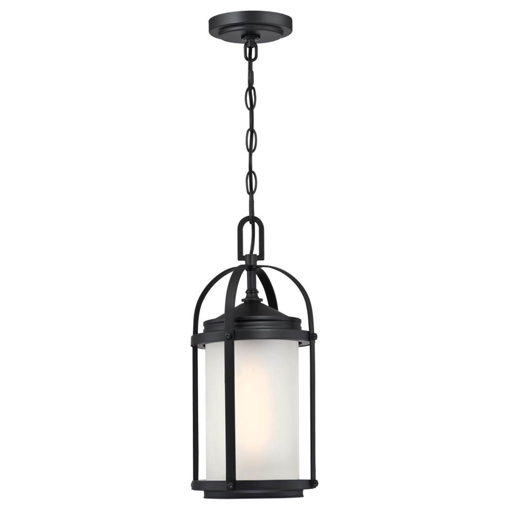 Westinghouse Westinghouse Lighting Grandview One-Light Outdoor Pendant, Matte Black Finish with Frosted Glass