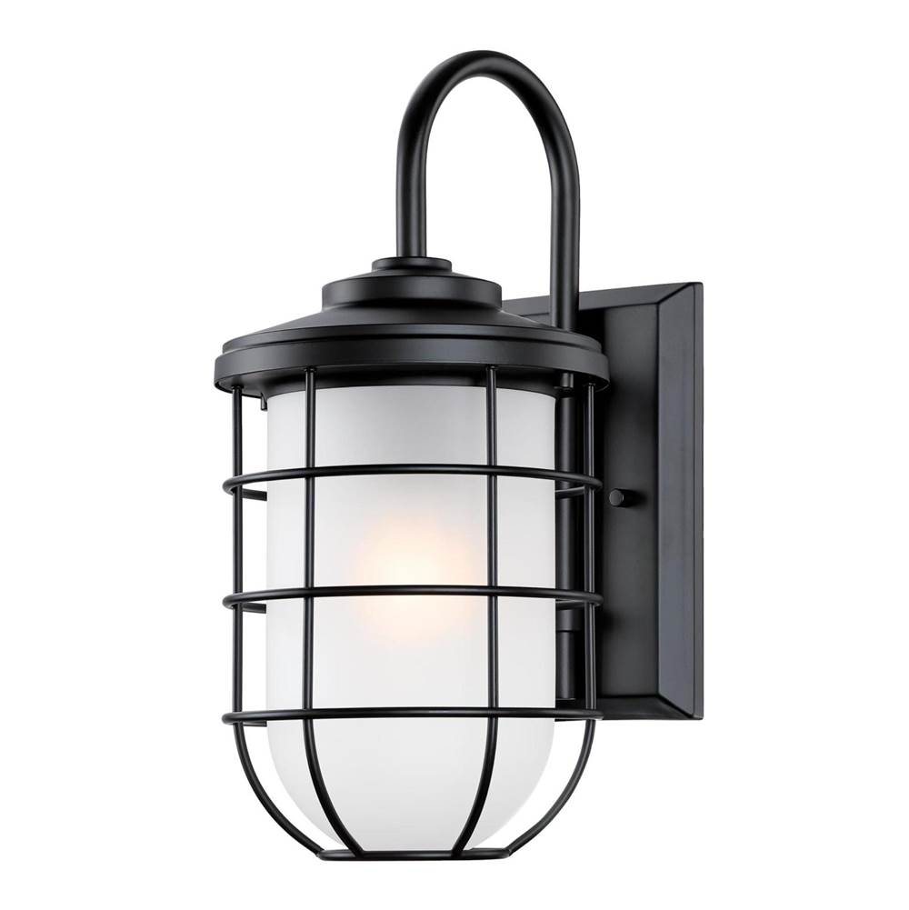 Westinghouse Westinghouse Lighting Ferry One-Light Outdoor Wall Fixture, Matte Black Finish with Frosted Glass