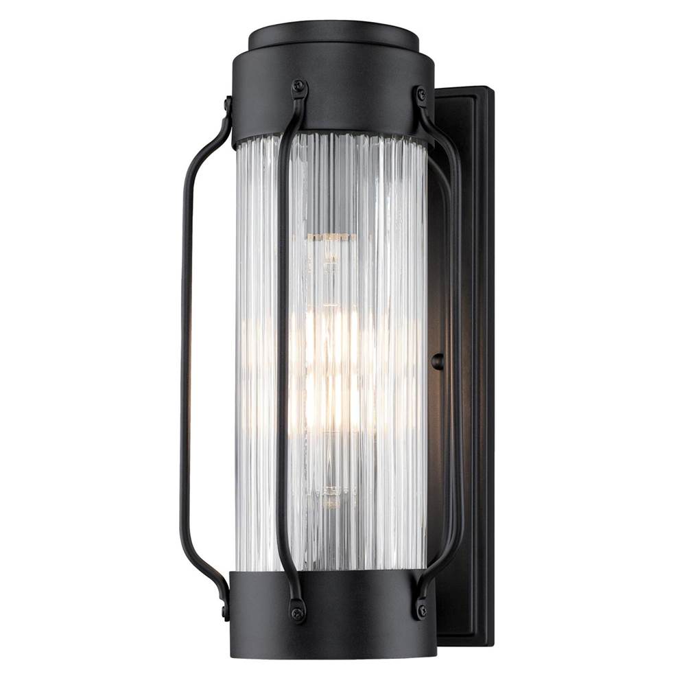 Westinghouse Westinghouse Lighting Rosa One-Light Outdoor Wall Fixture, Textured Black Finish with Clear Ribbed Glass