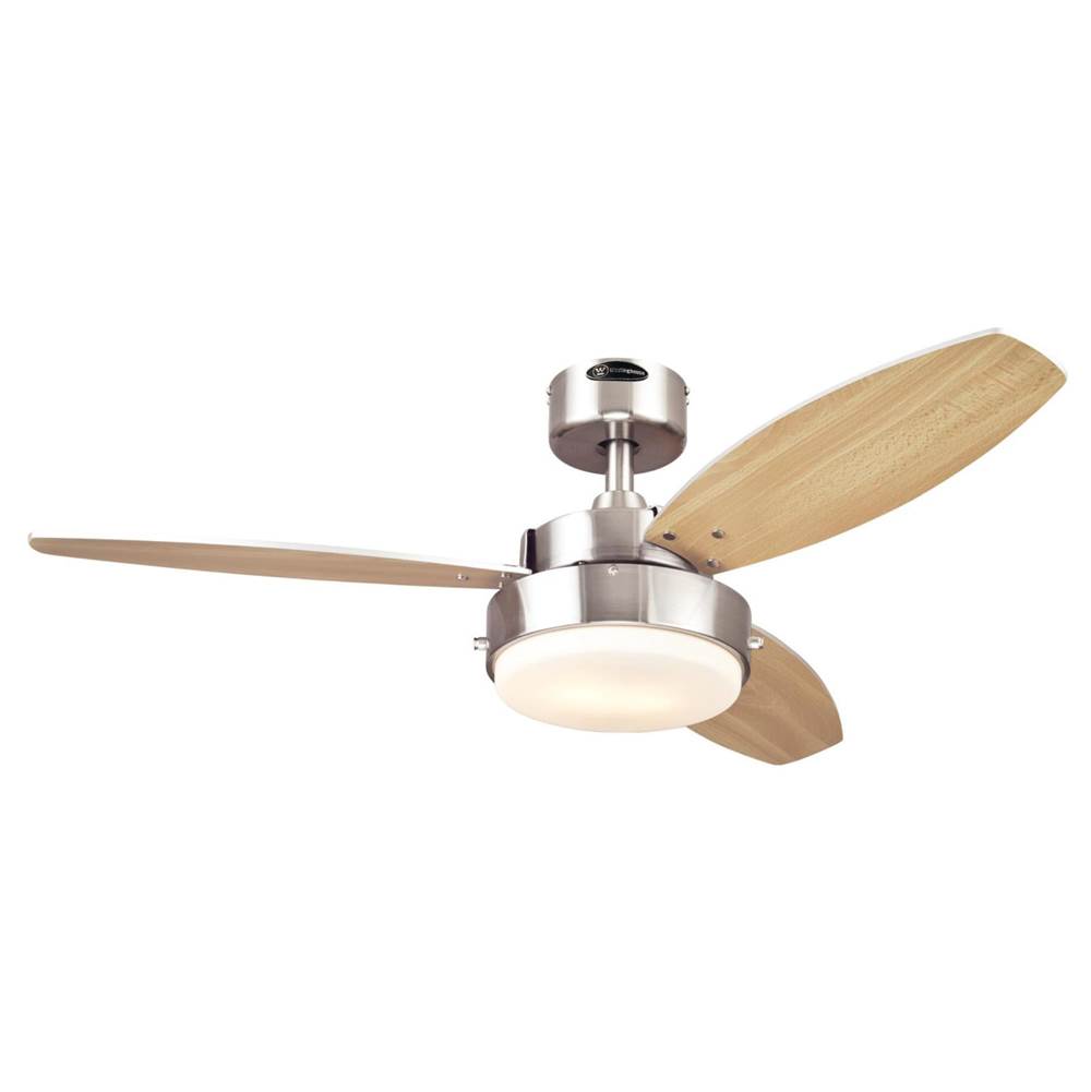 Westinghouse Westinghouse Lighting Alloy 42-Inch 3-Blade Brushed Nickel Indoor Ceiling Fan with LED Light Fixture and Opal Frosted Glass