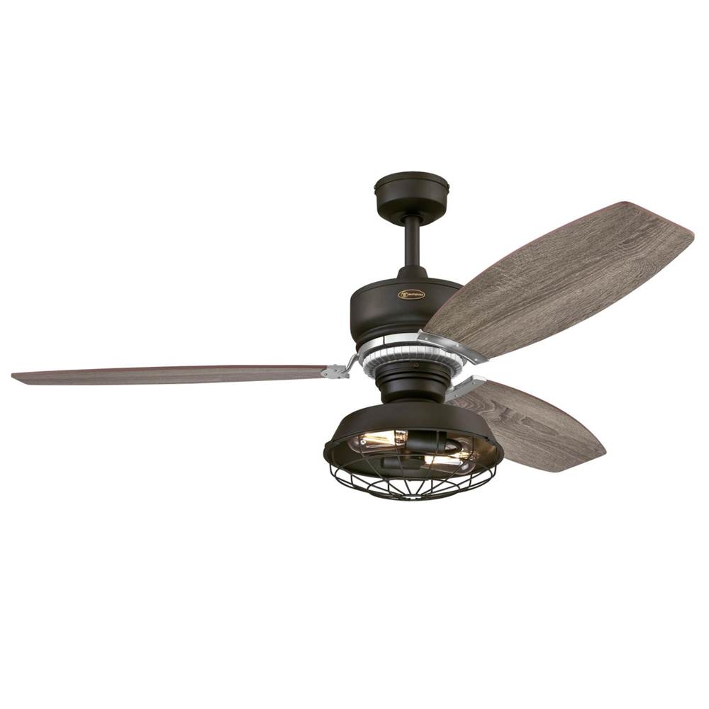 Westinghouse Westinghouse Lighting Thurlow LED 54-Inch 3-Blade Weathered Bronze Indoor Ceiling Fan with Dimmable LED Light Fixture and Removable Cage
