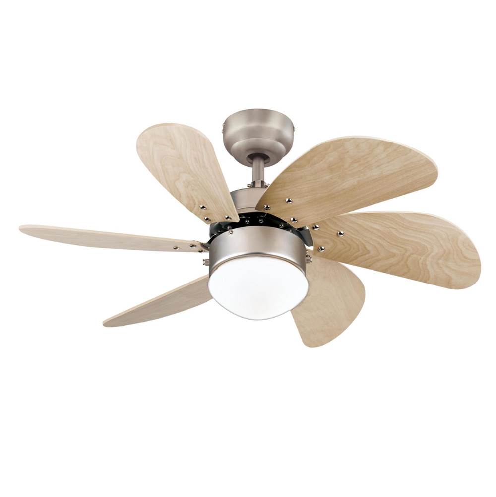 Westinghouse Westinghouse Lighting Turbo Swirl 30-Inch 6-Blade Brushed Aluminum Indoor Ceiling Fan with Dimmable LED Light Fixture and Opal Frosted Glass
