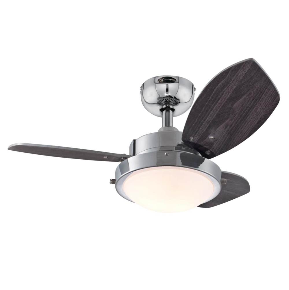 Westinghouse Westinghouse Lighting Wengue 30-Inch 3-Blade Chrome Indoor Ceiling Fan with Dimmable LED Light Fixture and Opal Frosted Glass