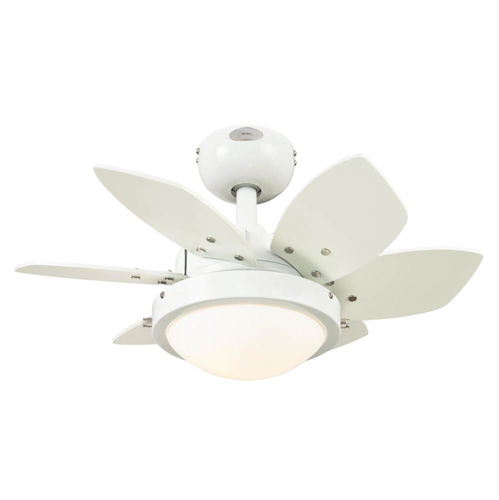Westinghouse Westinghouse Lighting Quince LED 24-Inch 6-Blade White Indoor Ceiling Fan with Dimmable LED Light Fixture and Opal Frosted Glass