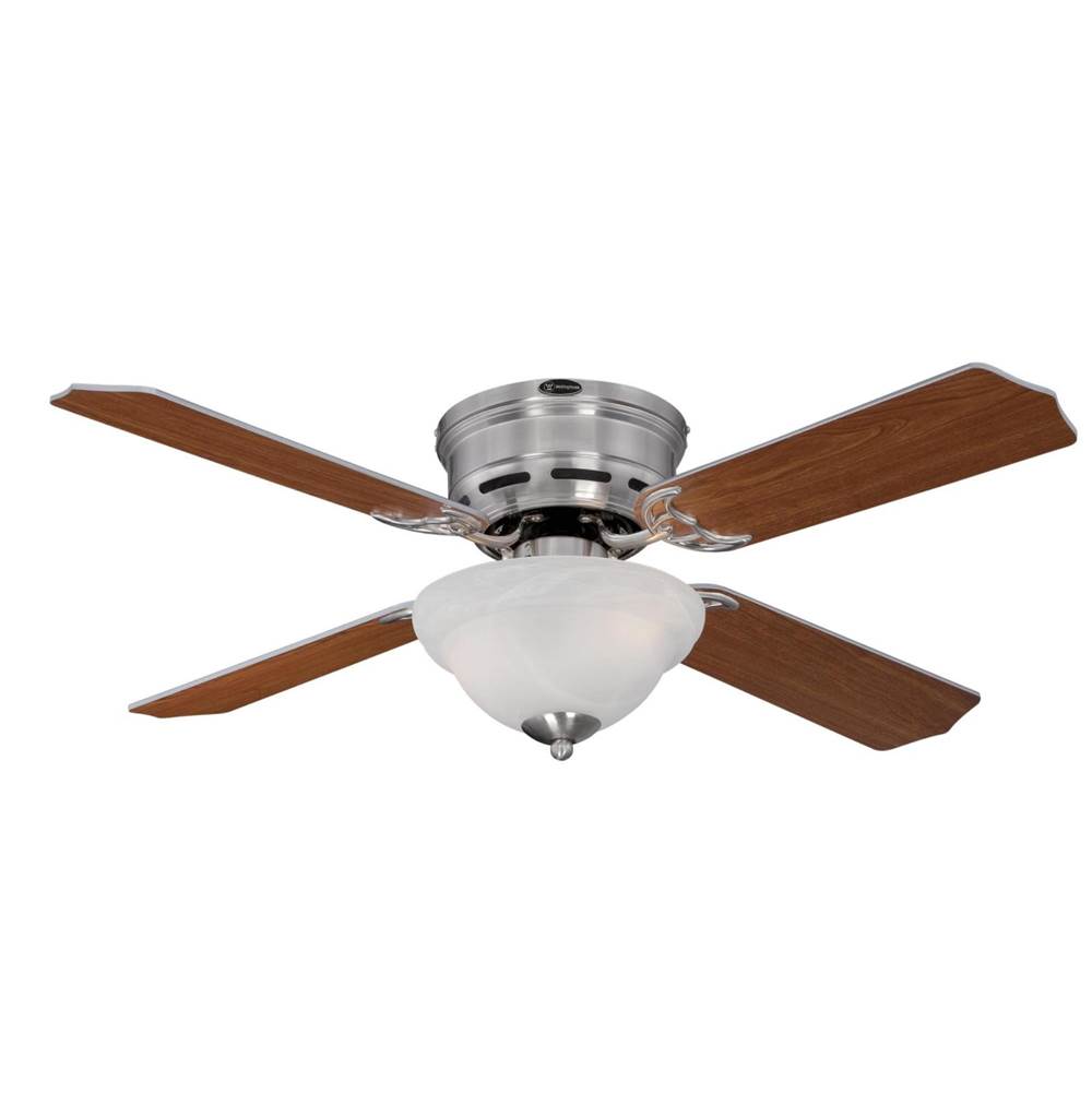 Westinghouse Westinghouse Lighting Hadley 42-Inch 4-Blade Brushed Nickel Indoor Ceiling Fan with Dimmable LED Light Fixture and White Alabaster Bowl