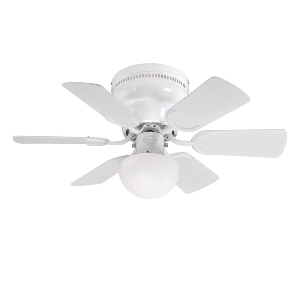 Westinghouse Westinghouse Lighting Petite 30-Inch 6-Blade White Indoor Ceiling Fan with Dimmable LED Light Fixture and Opal Mushroom Glass