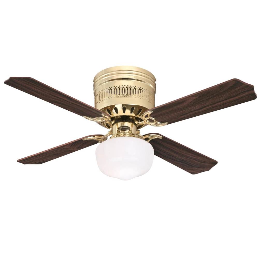 Westinghouse Westinghouse Lighting Casanova Supreme 42-Inch 4-Blade Polished Brass Indoor Ceiling Fan with LED Light Fixture and Opal Schoolhouse Glass
