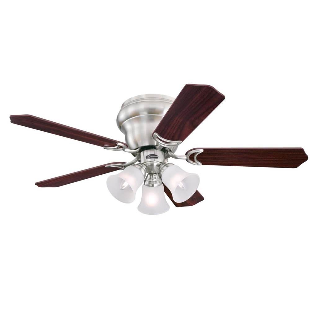 Westinghouse Westinghouse Lighting Contempra Trio 42-Inch 5-Blade Brushed Nickel Indoor Ceiling Fan with Dimmable LED Light Fixture and Frosted Glass