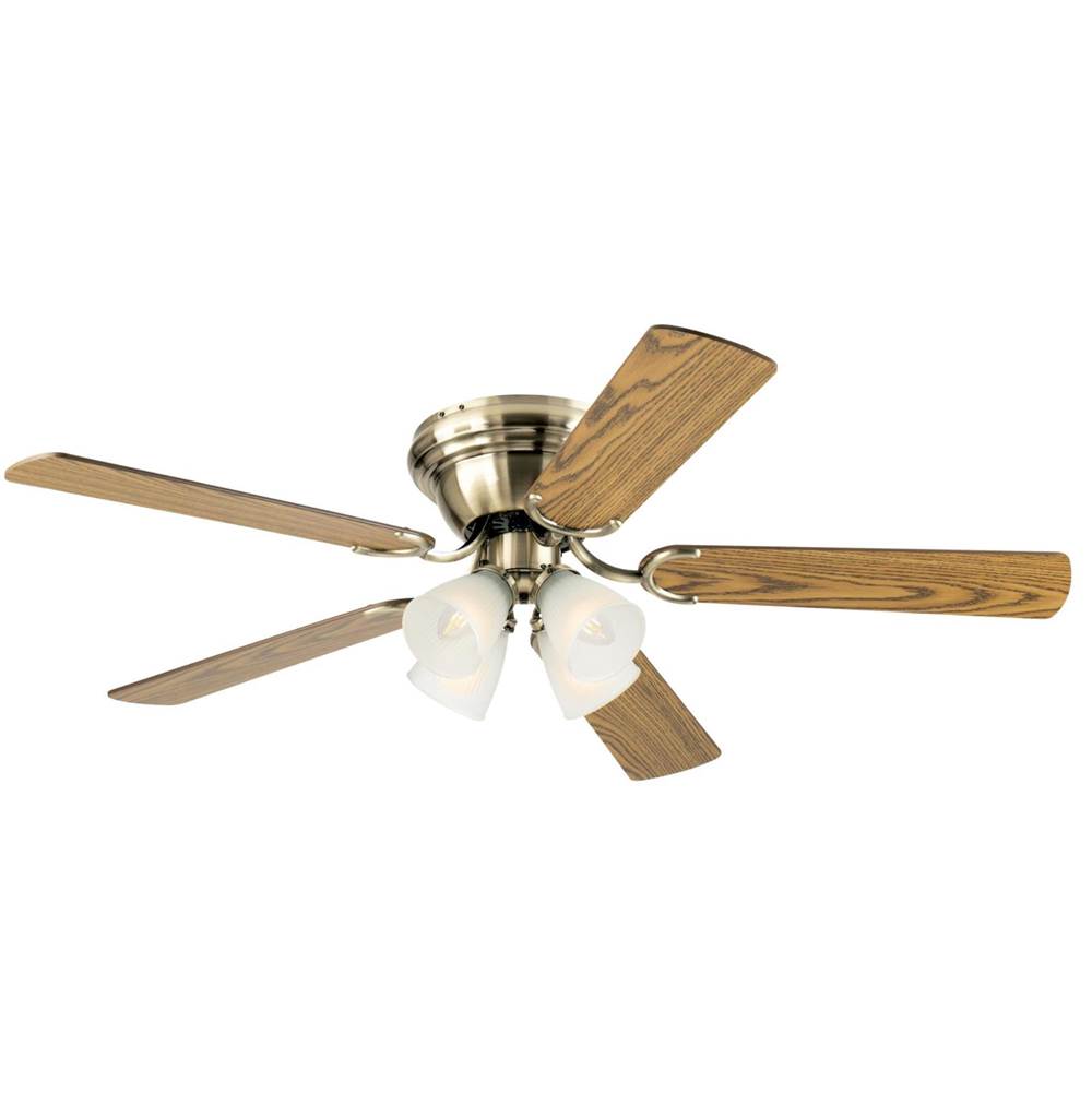 Westinghouse Westinghouse Lighting Contempra IV 52-Inch 5-Blade Antique Brass Indoor Ceiling Fan with Dimmable LED Light Fixture and Frosted Ribbed Glass