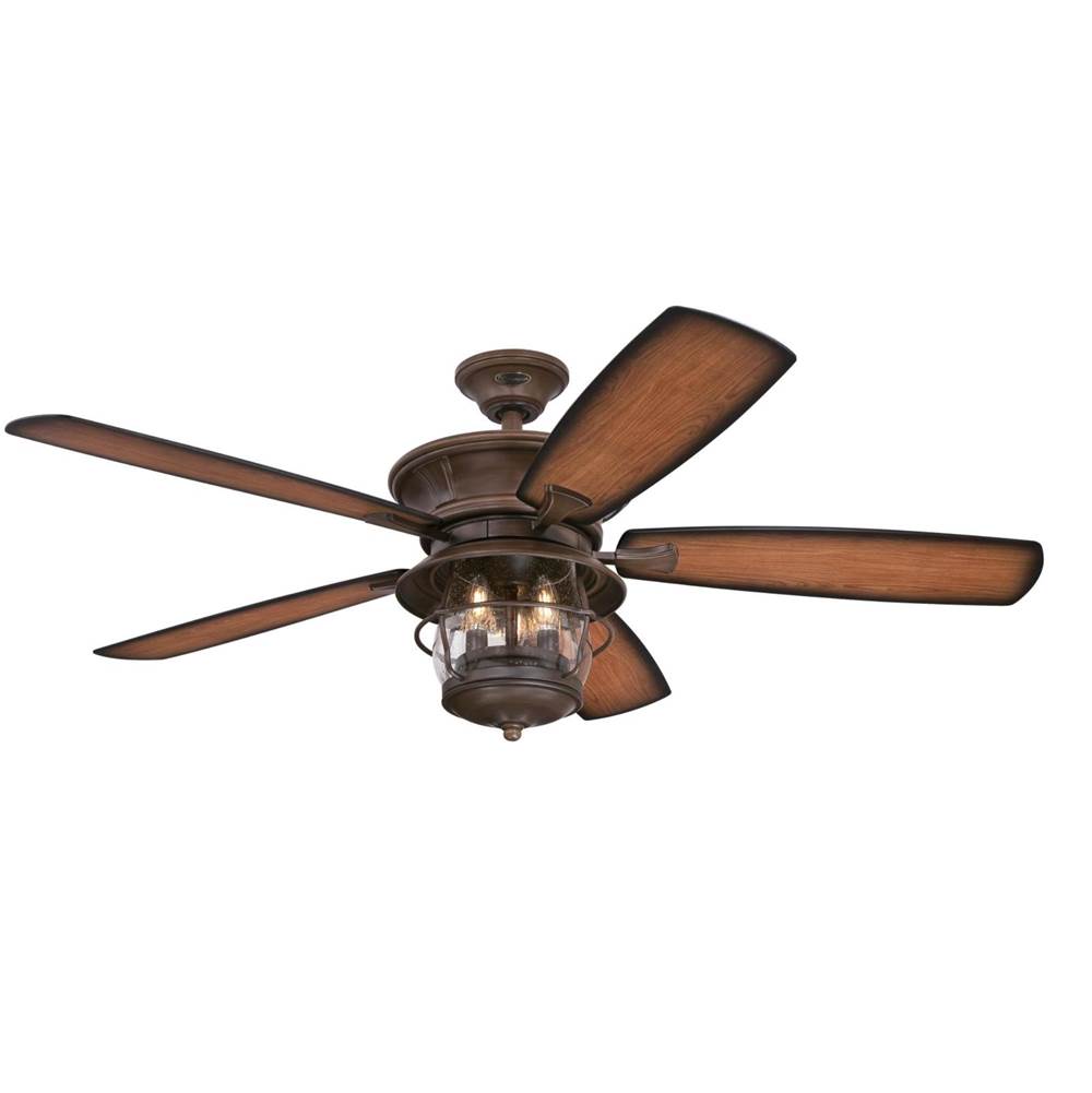 Westinghouse Westinghouse Lighting Brentford 52-Inch Indoor/Outdoor 5-Blade Aged Walnut Ceiling Fan with Dimmable LED Light Fixture and Clear Seeded Glass