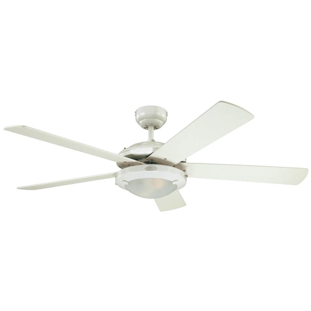 Westinghouse Westinghouse Lighting Comet 52-Inch 5-Blade White Indoor Ceiling Fan with Dimmable LED Light Fixture and Frosted Glass