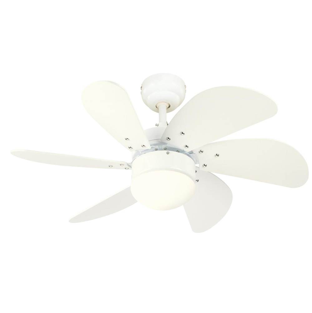 Westinghouse Westinghouse Lighting Turbo Swirl 30-Inch 6-Blade White Indoor Ceiling Fan with Dimmable LED Light Fixture and Opal Frosted Glass