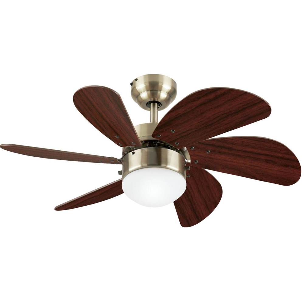 Westinghouse Westinghouse Lighting Turbo Swirl 30-Inch 6-Blade Antique Brass Indoor Ceiling Fan with Dimmable LED Light Fixture and Opal Frosted Glass