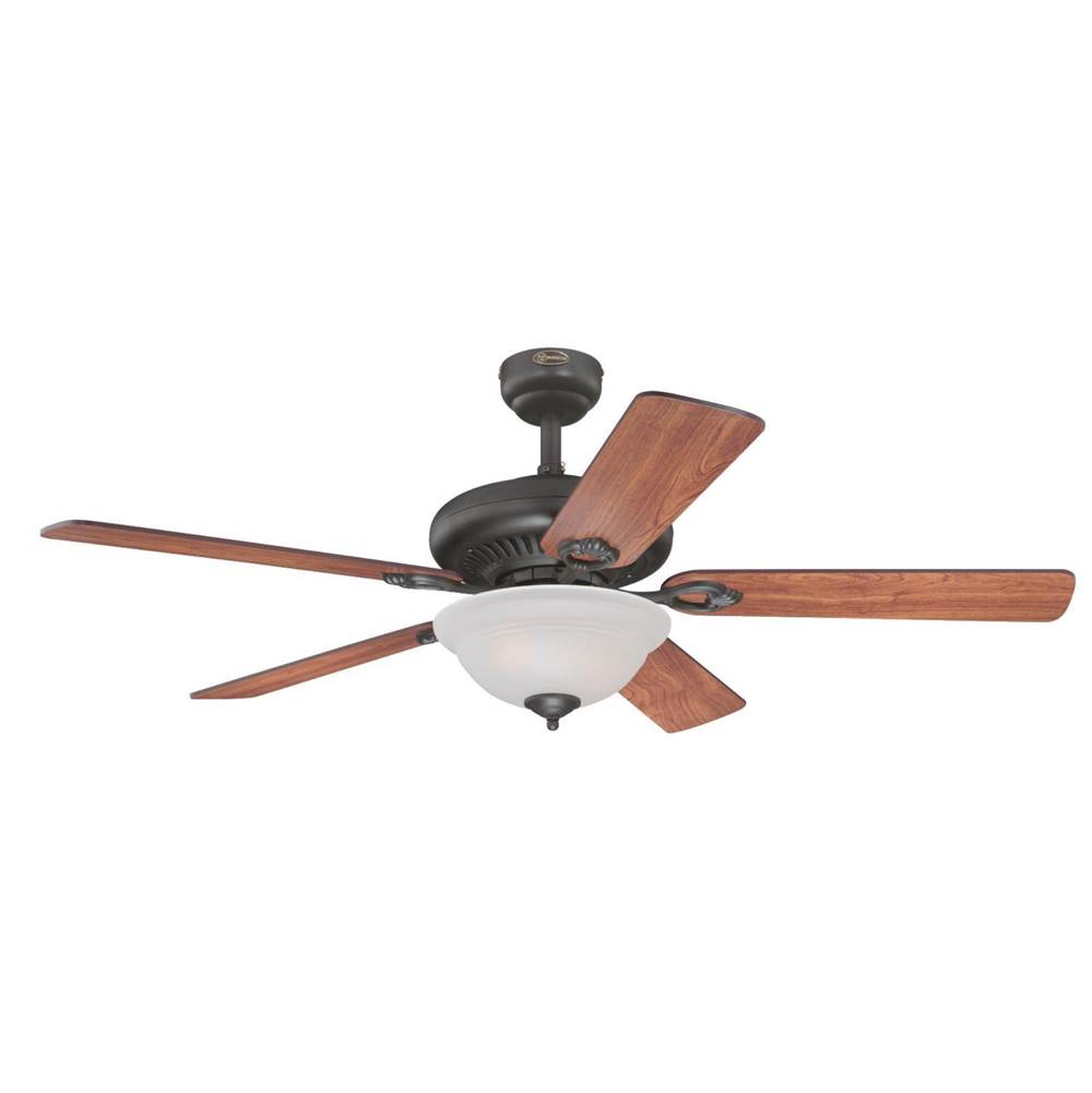 Westinghouse Westinghouse Lighting Fairview 52-Inch 5-Blade Oil Rubbed Bronze Indoor Ceiling Fan with Dimmable LED Light Fixture and Frosted Glass
