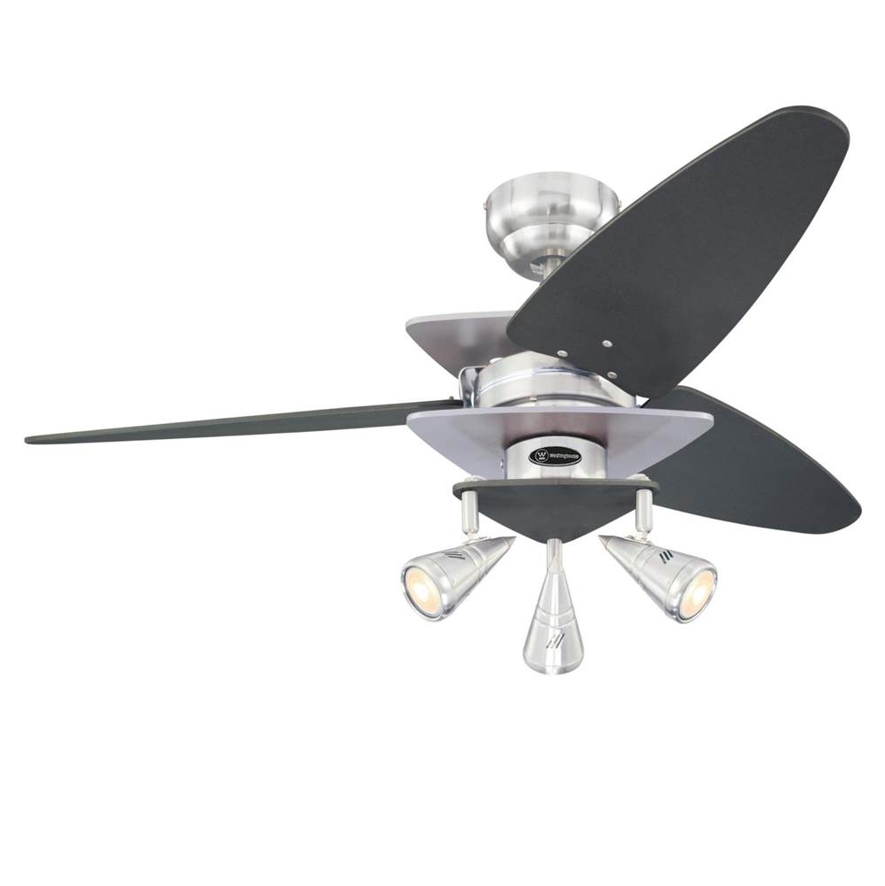 Westinghouse Westinghouse Lighting Vector Elite 42-Inch 3-Blade Brushed Nickel with Graphite Accents Indoor Ceiling Fan with Dimmable LED Light Fixture