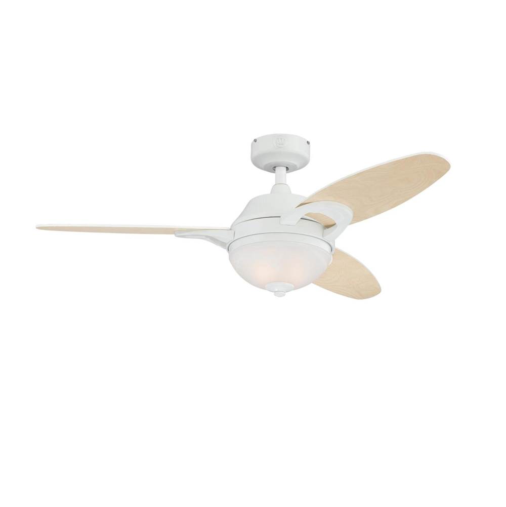 Westinghouse Westinghouse Lighting Arcadia 46-Inch 3-Blade White Indoor Ceiling Fan with Dimmable LED Light Fixture and Frosted White Alabaster Glass