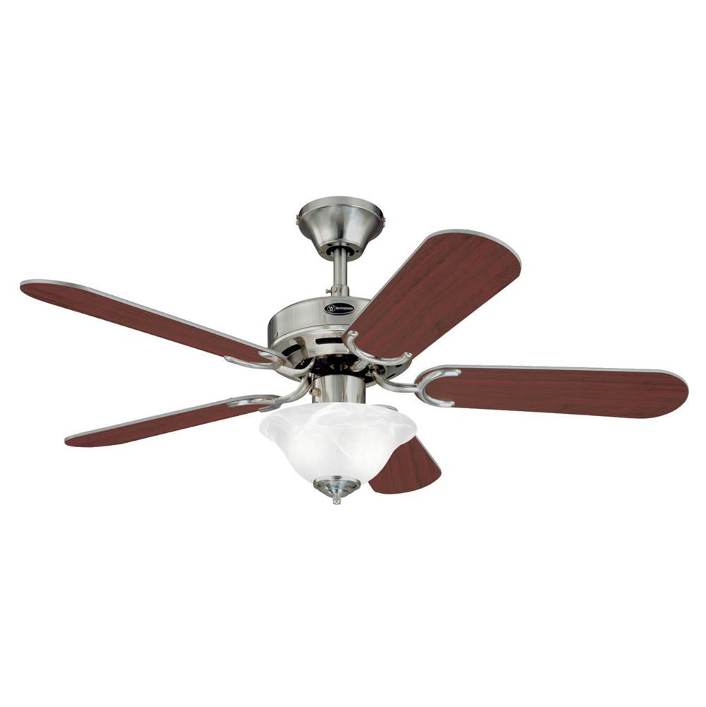 Westinghouse Westinghouse Lighting Richboro SE 42-Inch 5-Blade Brushed Nickel Indoor Ceiling Fan with Dimmable LED Light Fixture and Frosted White Alabaster Glass