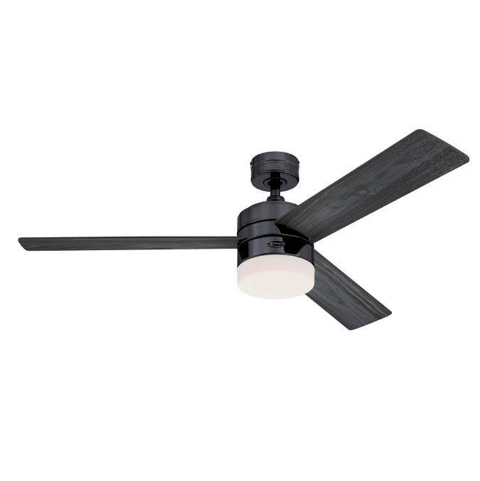 Westinghouse Alta Vista 52-Inch 3-Blade Gun Metal Indoor Ceiling Fan, Dimmable LED Light Fixture with Opal Frosted Glass, Remote Control Included